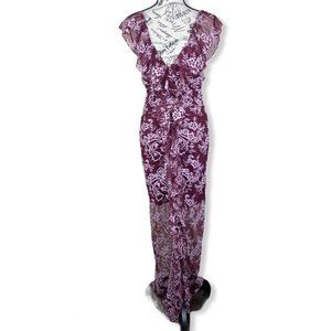 Wayf Plum Lace Maxi Dress